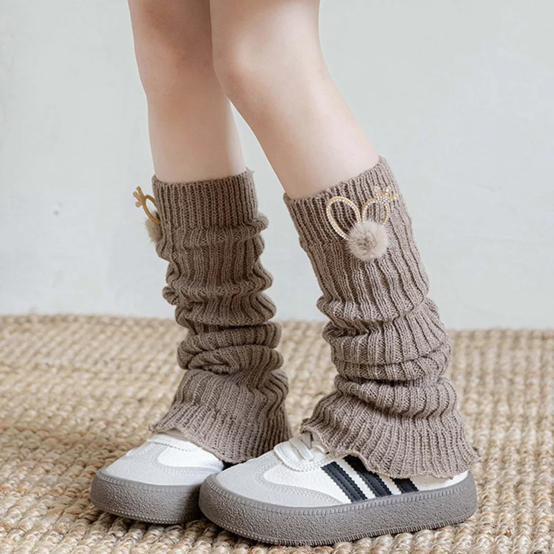 Baby Cute Rubbit Ear Bow Calf Leg Warmers for Kids Girls Fashion Children Pile Sock Soft Cotton Autumn Leg Warmers Knee Socks