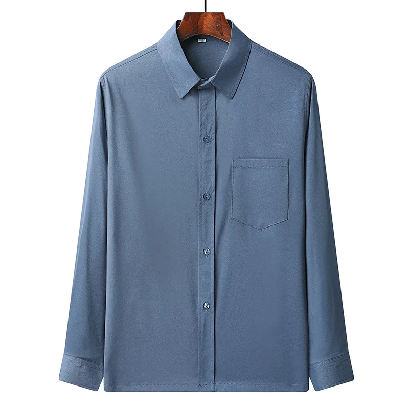 

Summer Casual Shirt Long Sleeve Men Fathers Shirt Oversize White Blue Large Size Loose Formal Wear Thin Plus Size Shirt Top Xxxl