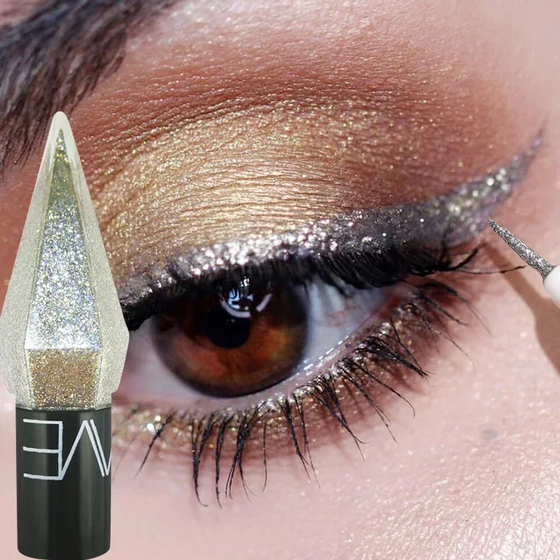 Waterproof Glitter Diamond Eyeliner Pencil Pearlescent Lasting Shiny Silver Rose Gold Sequin Eye Liner Eyeshadow Makeup Cosmetic
