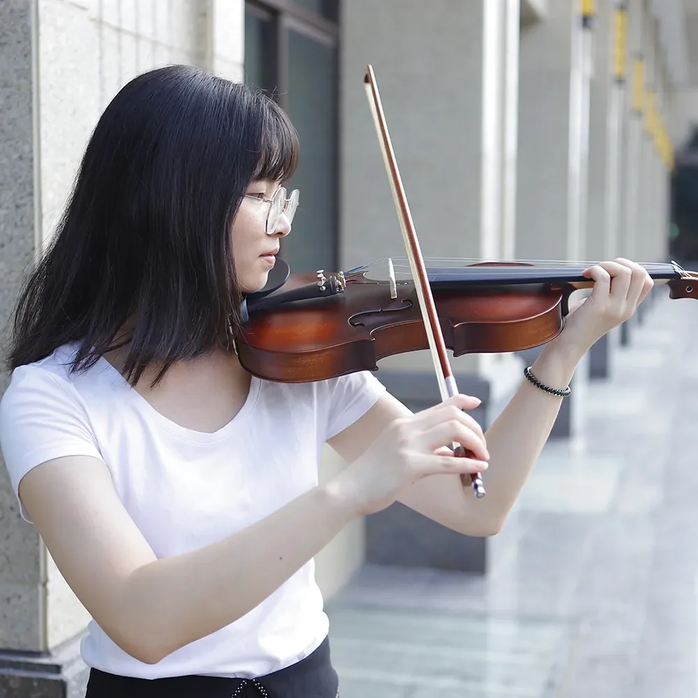 4/4 Retro Matte Finish Solid Wood Natural Acoustic Violin with Optional String Instrument Set - Original Design
