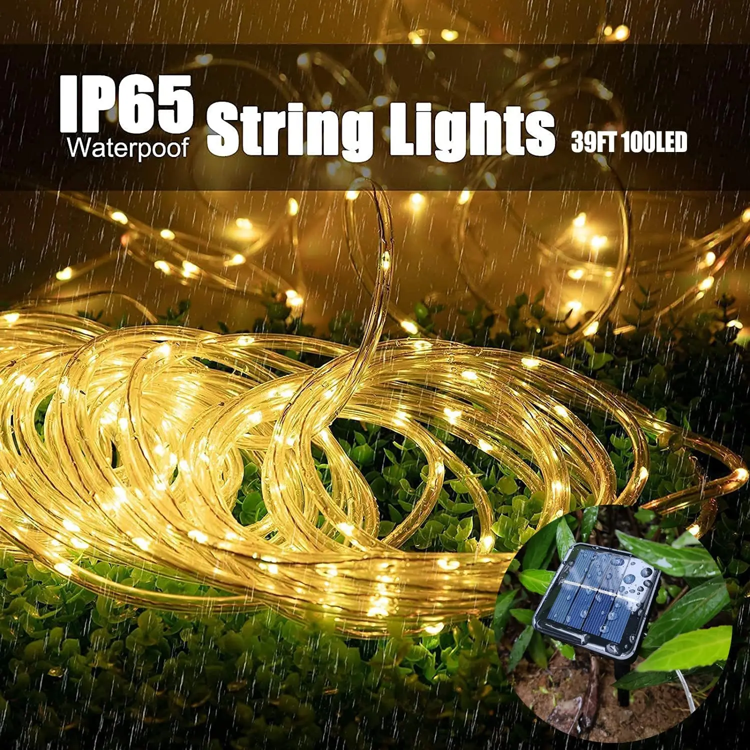 Description Picture 6 of item7M/12M LED Solar String Fairy Lights Outdoor Tube Rope Path Garlands Lamp Patio Waterproof Christmas Wedding Garden Street Light