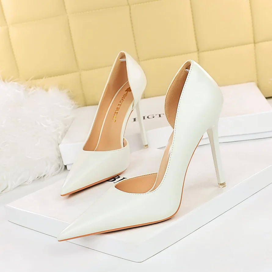 BIGTREE Shoes Fashion New Pumps Women Sexy High Heels Pointed Toe Side hollow out Stiletto Women Heels Large Size 43 Ladies Shoe