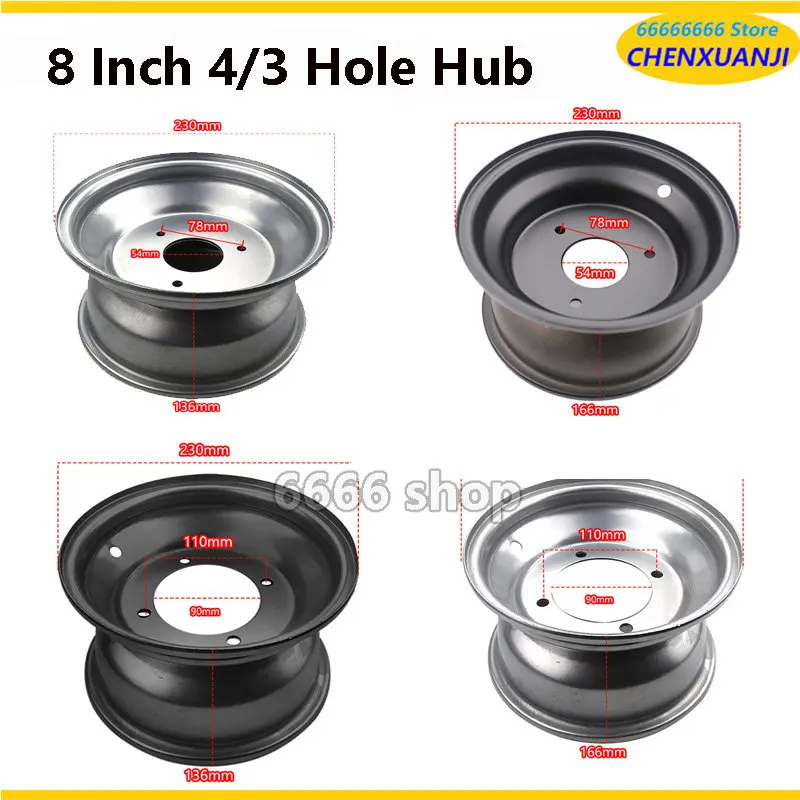 

8 Inch 4/3 Hole Wheels Front and Rear Wheel Hub Suitable for Atv Quad ATV Karting 19x7-8 18x9.50-8 21x7-8 Tubeless Tire