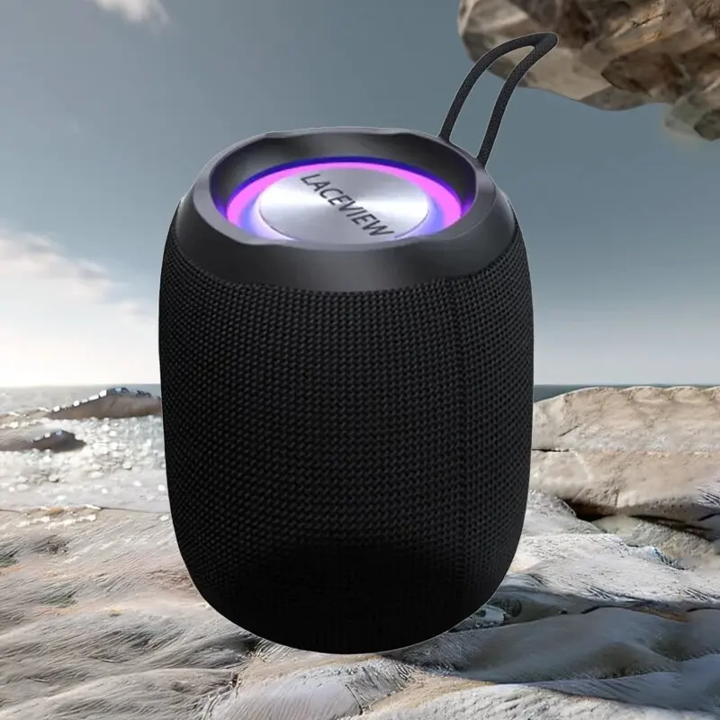 Bluetooth speaker small portable wireless speaker IPX6 waterproof LED light mode microphone USB port FM radio