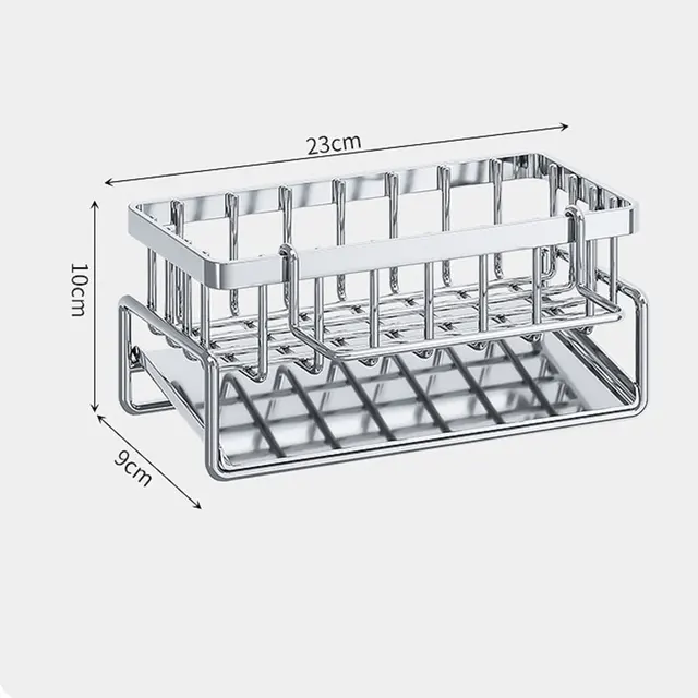 Porta spugna da cucina Scarico per lavello in acciaio inossidabile Scolapiatti per sapone Portasciugamani Scaffale Organizzatore Accessori per il bagno 6