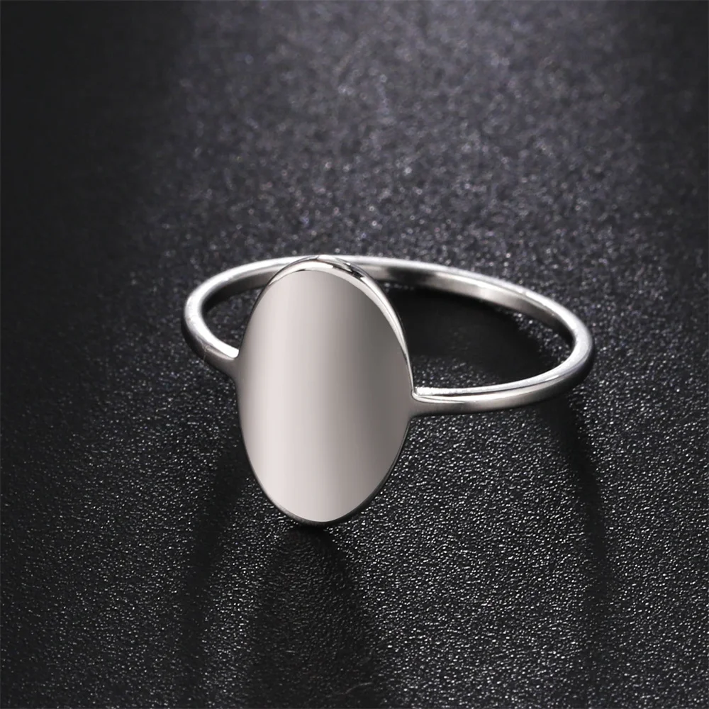Edelstahl Frauen Ring Coole Punk Einfache Runde Signet Finger Ringe Vintage-Schmuck Gold Farbe Für Männer Bar Party Zubehör – Detail 2