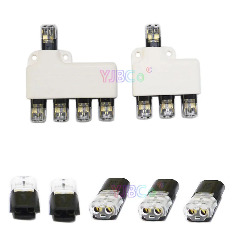 

Y type 1 to 2/3/4 D2 Splitting connector for 2pin Wire Pluggable Spring Lock 20-24AWG Cable Quick Splice Crimp Terminal Blocks