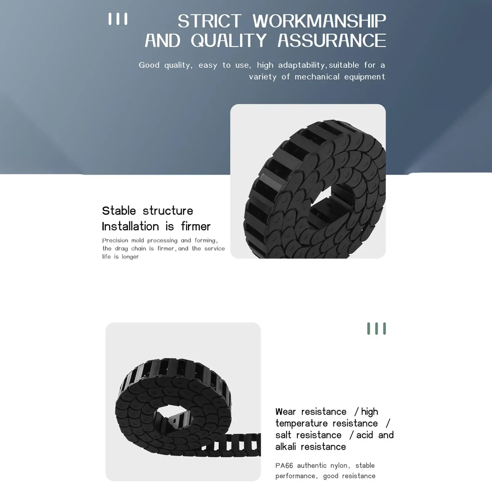 7x7 10x10/15/20/30/40mm Cable Drag Chain with Connectors for cnc Machines-550mm/1000mm Length Wire Carrier