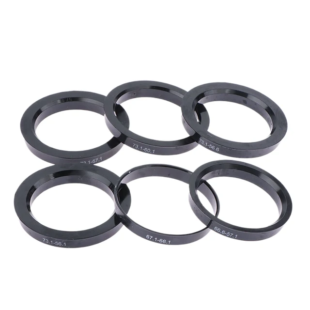 4-Pack Hub Centric Rings 73.1mm To 66.1mm - Black Plastic Vibration  Reduction Rings For Wheels