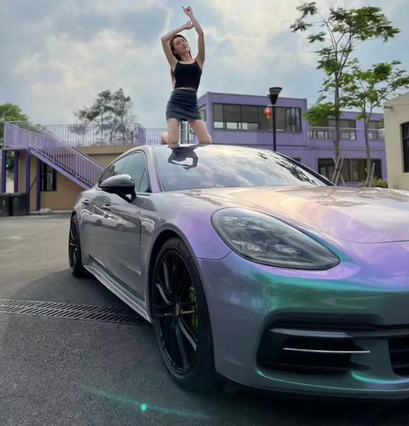 

Глянцевая металлическая хамелеоновая фиолетовая зеленая виниловая пленка, оболочка для автомобиля, самоклеящаяся пленка для самостоятельной сборки