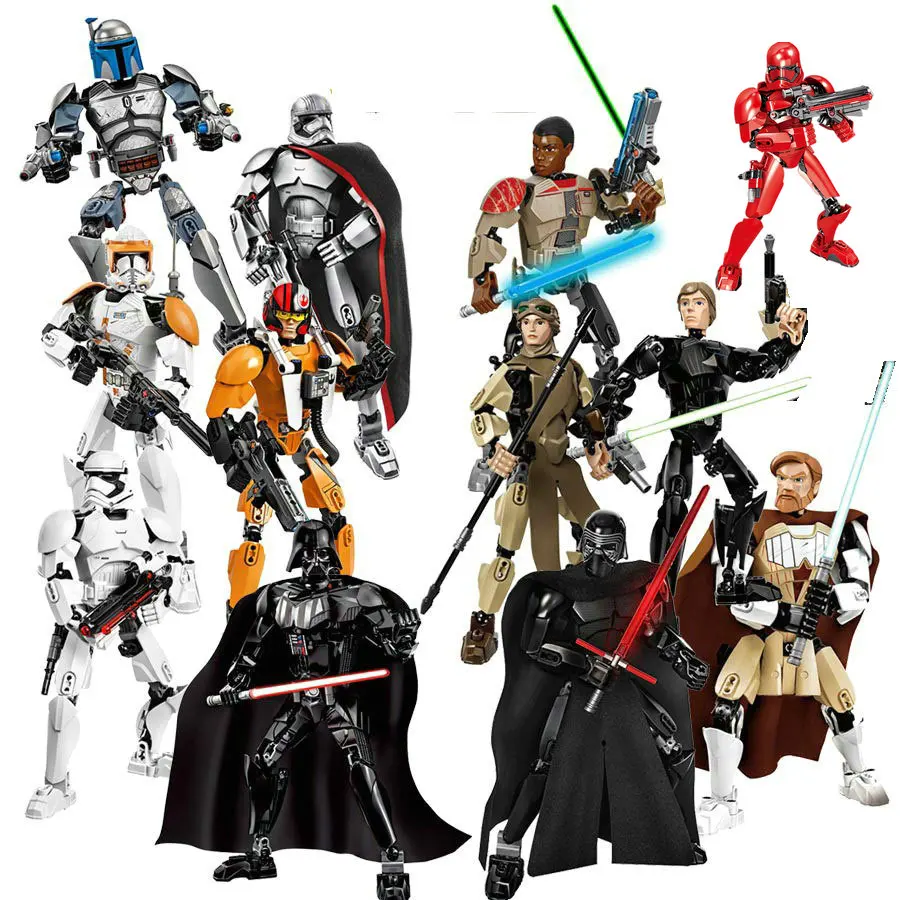 Space Wars Buildable Figure Stormtrooper Darth Vader Rey Ryan Ren Luke Skywalker Figure Toys Building Block Compatibile Con Lego