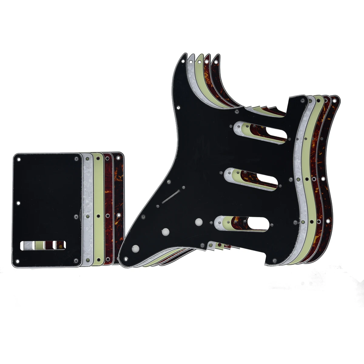 Pickguard Et Plaque Arrière Kaish Strat SSS – Style Black Pearl Pour Fender Stratocaster | Compatible Modèles Américain/Mexicain Moderne
