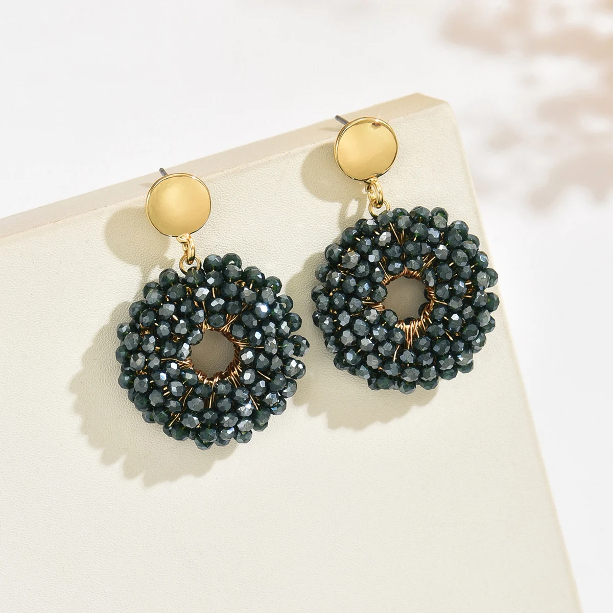 Women’s Handmade Round Bead Earrings – Minimalist Elegant Drop Jewelry