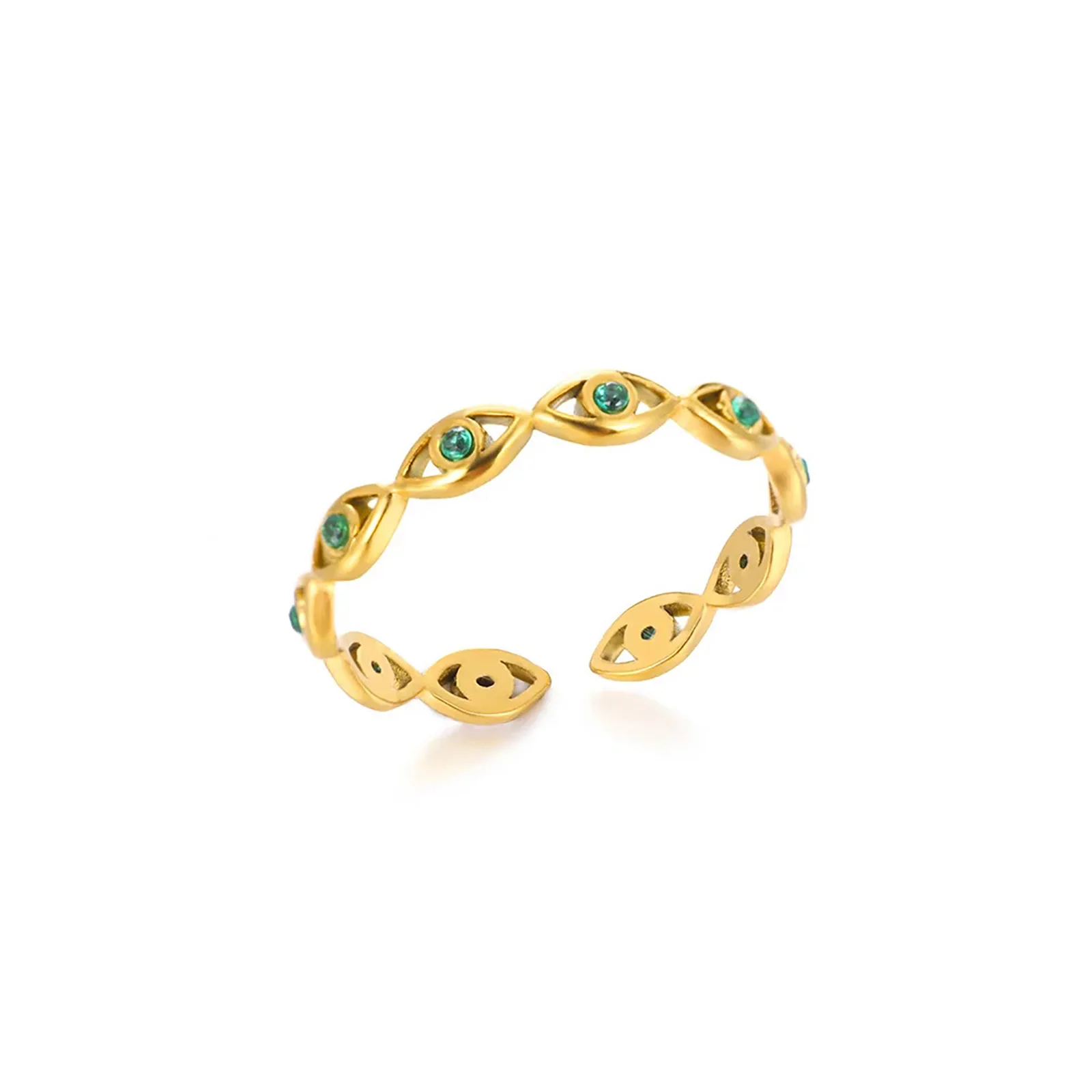 Luxus Zirkon Evil Eye Ringe für Frauen Hochzeit wasserdicht Edelstahl Schmuck Geschenk
