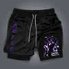 New Black Comic Solo Leveling Print Summer Men's Training Fitness Shorts Street Breathable Sweat-absorbing Double Shorts