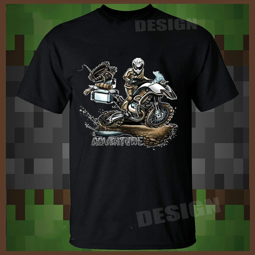 

Немецкая футболка R1200GS для мотобайкеров-внедорожников Повседневная футболка из 100% хлопка с коротким рукавом и круглым вырезом, Свободный Топ, новый размер