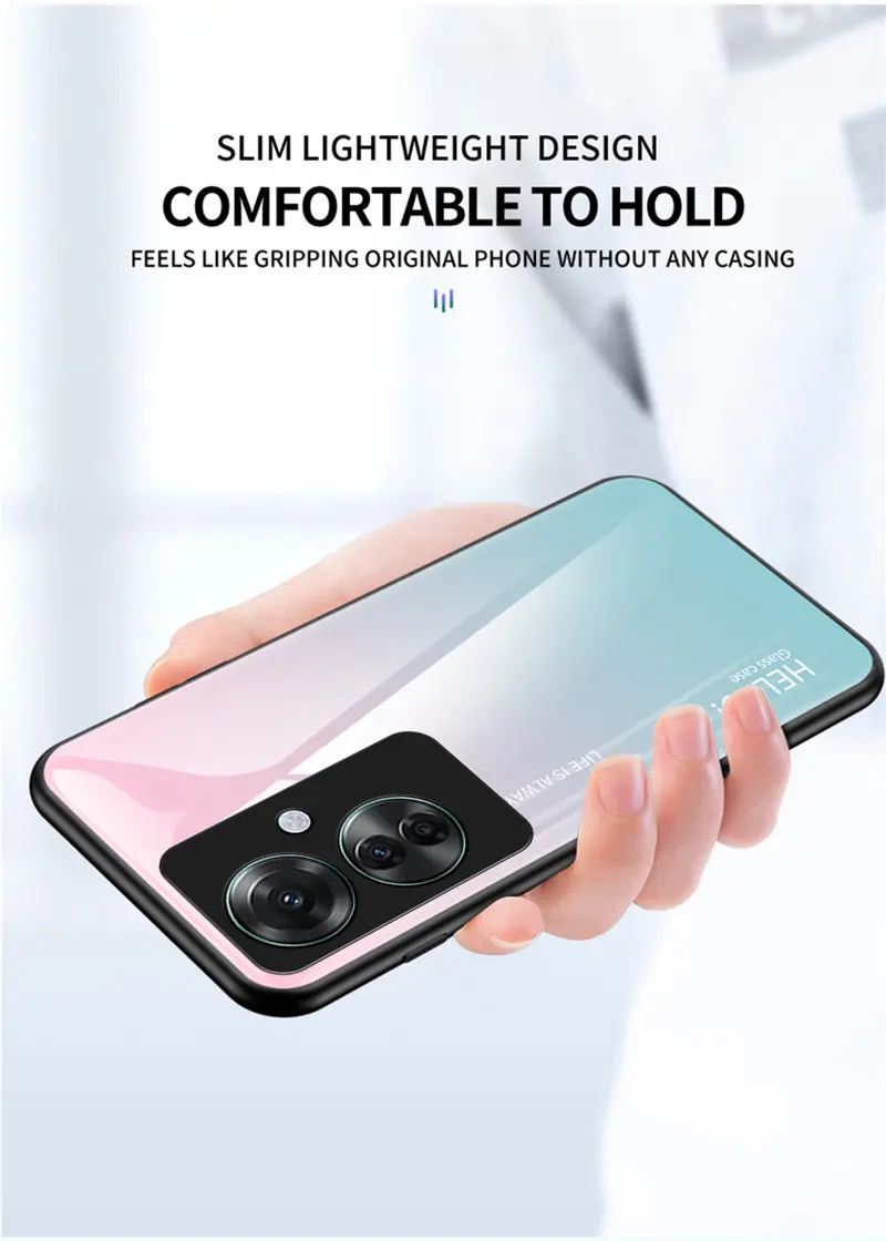 Gradient Tempered Glass Shockproof Hard Back Phone Case