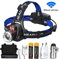 Super Brigh LED Induction Headlamp USB Rechargeable Headlight Aluminium Alloy Outdoor Waterproof Head Lamp High Lumen Head Torch
