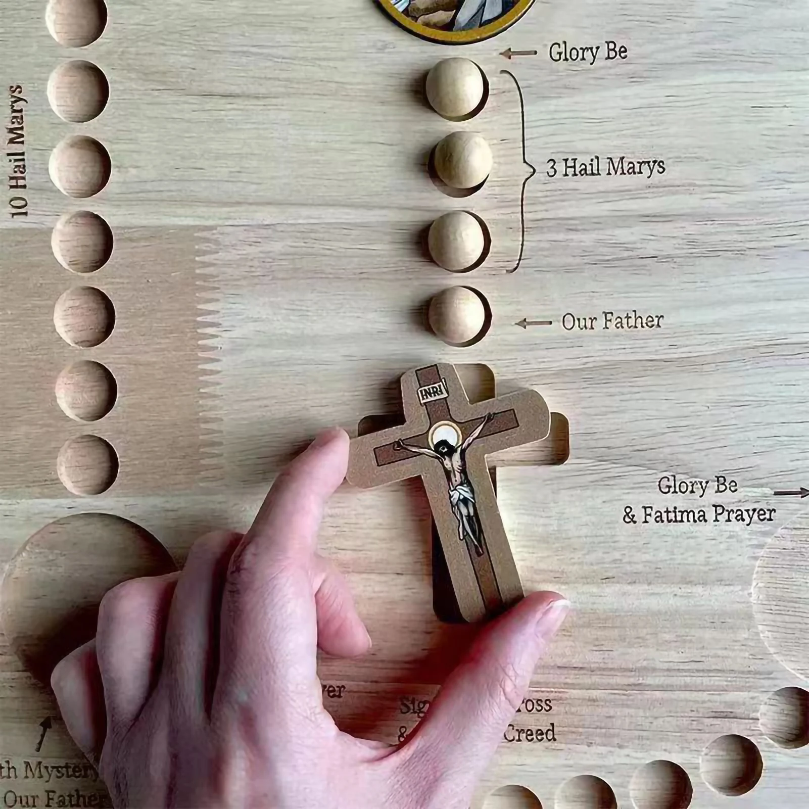 Wooden Rosary Board Montessori Inspired Board Family Prayer Rosary Boards Spiritual Portable Church Meditation Rosarys