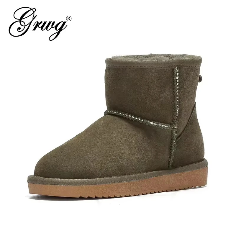 Genuine Leather Australia Classic Women Snow Boots Women's Cow Leather Ankle Boots Plus Size Winter Women Shoes