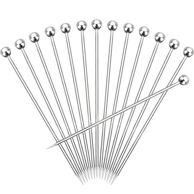 Stainless Steel Cocktail Picks Fruit Sticks Toothpicks 10/50/100Pcs for Party Bar Tools Drink Stirring Sticks Martini Picks Party cocktail picks