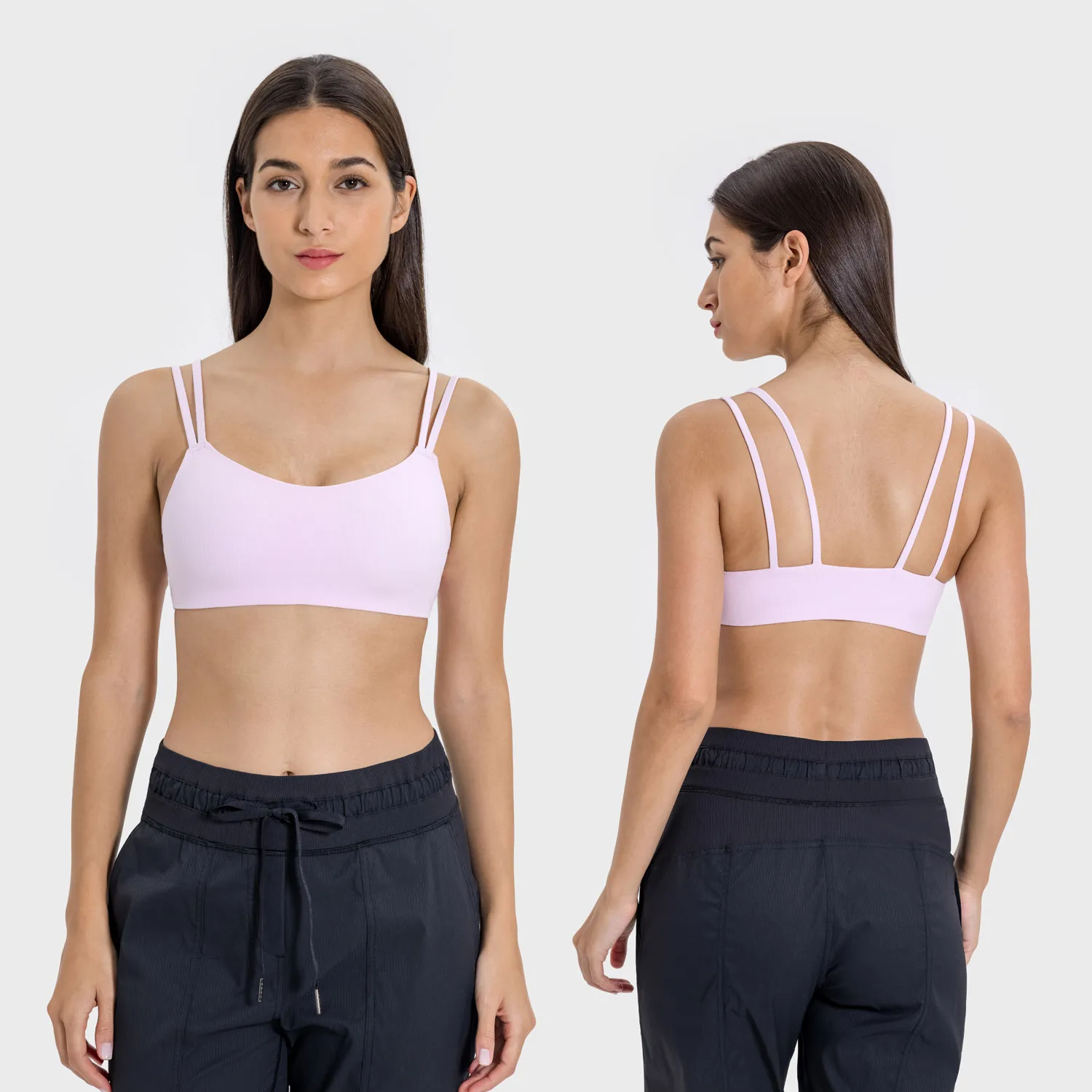 Lemon Hi Cloud Light Support Ribbed 2.0 Bra Smooth Sweat-wicking Quick-drying Beauty Back Double Straps Gym Sport Bras for Women