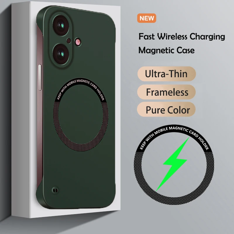 Luxury Ultra Slim Magnetic Frameless Solid Color Shockproof Phone Case