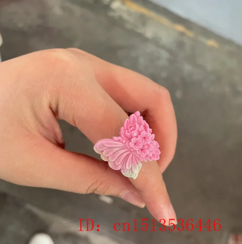 Yanyuan Agate Jade Butterfly Flower Pixiu Adjustable Ring Carved Women Jewelry Gemstones Accessories Energy Charm Real Beaded 5