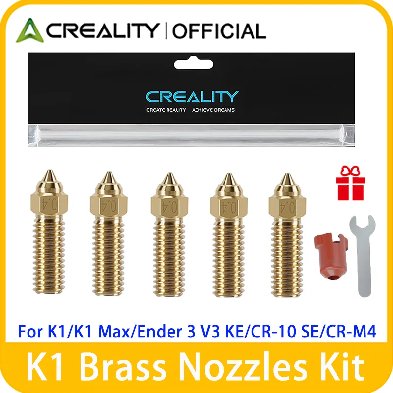 Creality 5-teiliges K1 Messingdüsen-Set mit Silikonabdeckung und Werkzeug, Ender 3 V3 KE Hochgeschwindigkeitsdüsen für K1 Max/CR-10 SE/CR-M4