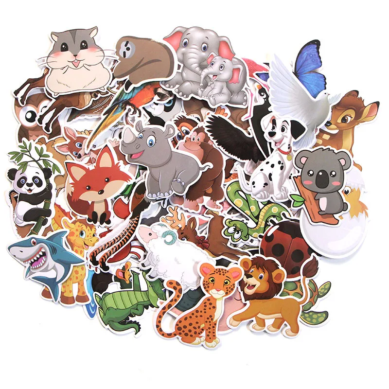 10/50 PCS Mix Styles Cute Watercolor Animal Sticker Neon Light Butterfly DIY Funny Stickers Laptop Car Luggage Bike Toy cartoon stickers decorative stickers colorful stickers animal stickers kawaii stickers cartoon animal stickers