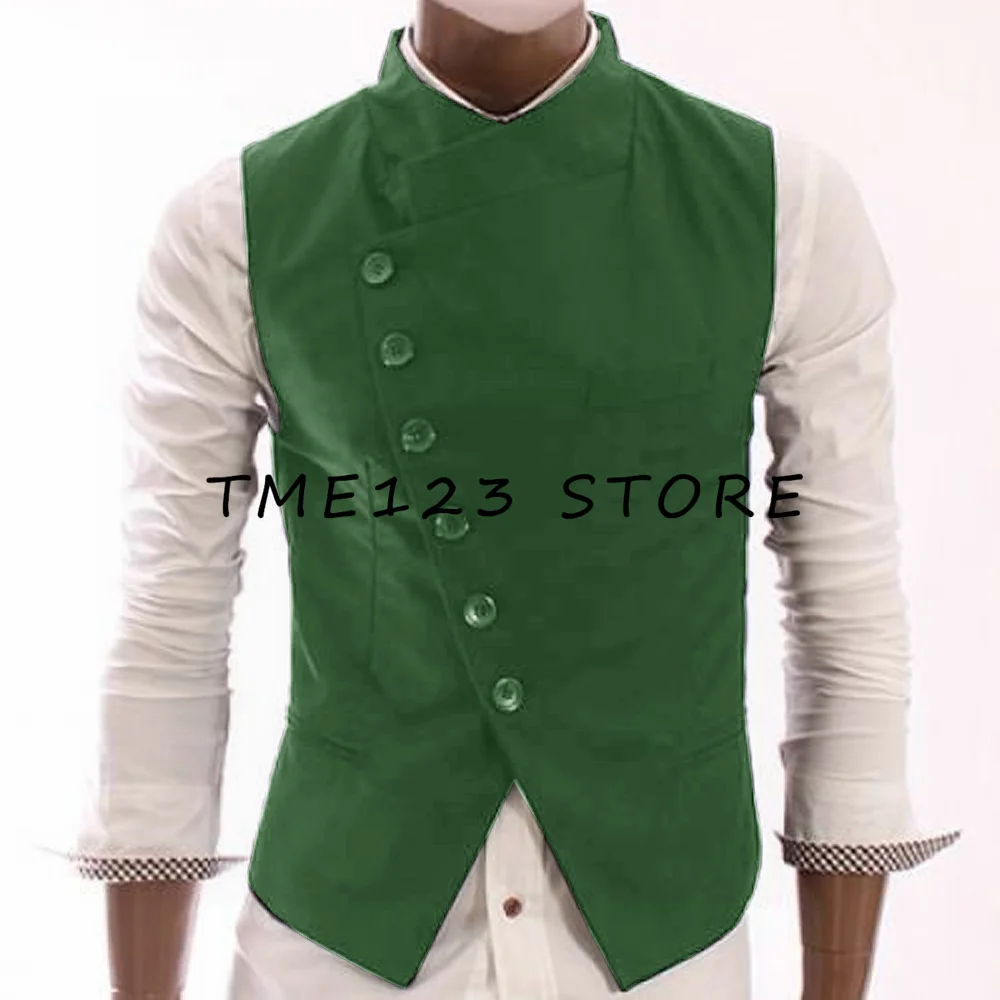 Men's Serge Casual Business Elegant Single Breasted V-Neck Vest Steampunk Suit Male Formal Man Ambo Gothic Chaleco Vests for Men