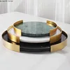 European modern simple marble metal frame round tray aromatherapy tray Creative home desktop washbasin bathroom storage tray 1
