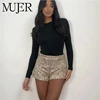MUJER Sequin Mini Shorts Women Luxury Boxer Shorts for Women Glitter Mid Waist Women's Shorts Streetwear Fashion Female Shorts