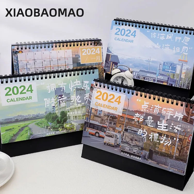 2024 Cute Desk Calendar Kawaii Desktop Decor Creative Calendar Daily Scheduler Planner Yearly Agenda Organizer Office Gift korean cute kawaii sticky notes post notepads shopping to do list check memo pads week daily planner notebook agenda stationery