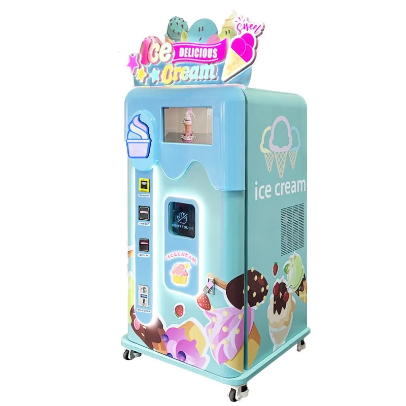 28L/H  Business Fully Automatic Soft Ice Cream Vending Machine Making Ice Cream Machine For Shopping Mall  27 Inch Touch Screen 3