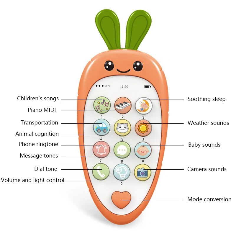 Baby Phone Toy Music Sound Telephone Sleeping Toys With Teether Simulation Phone Kids Infant Early Educational Toy Kids Gifts 5