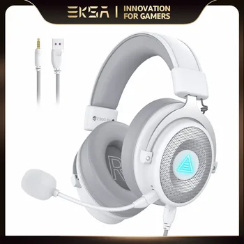 EKSA PC 게이밍 헤드폰 노이즈 캔슬링 마이크, E900 프로 USB 3.5mm 유선 헤드셋, 게이머 7.1 서라운드, PS4, PS5, Xbox용