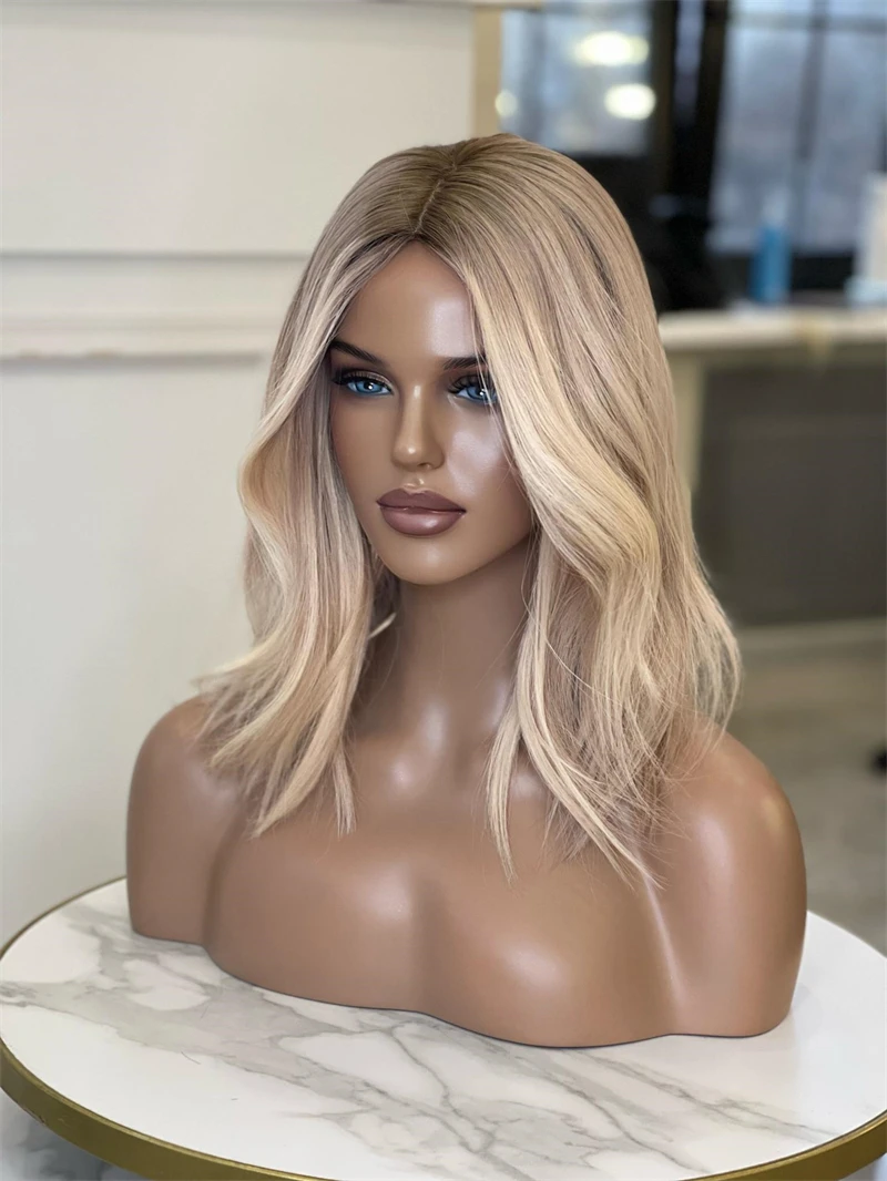 Synthetic Human Hair Wig Women Wigs Ombre Ash Blonde Lace Frontal Wigs Synthetic Futura Top Quality Lace Wig Natural Wavy Glueless Wig Women's Halloween