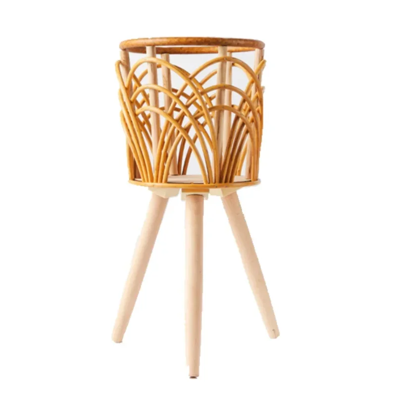 High Landing Rattan Plant Stand Nordic Style Hollow Out Flower Holder Elegant Home Decoration Shelf Balcony Decor Hot Sale