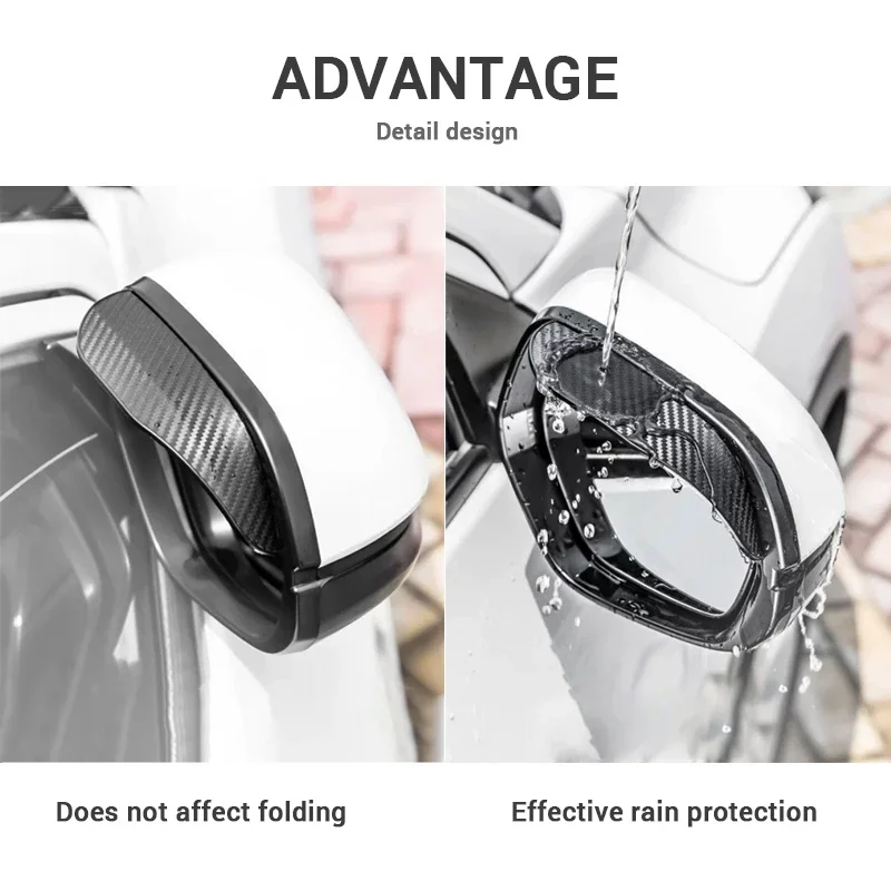 2PCS Car Rearview Mirror Rain Eyebrow Carbon Fiber Stickers Universal Car Rain Shield Reversing Mirror Cover Accessorie