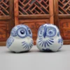Decorative ceramic owl, blue and white ceramics 1