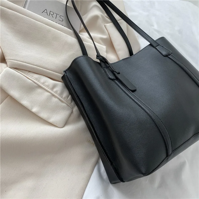 Large Capacity Women's Bag, New Soft Leather Tote Bag, Casual and Versatile Single Shoulder Bags for Woman Korean Style Handbags