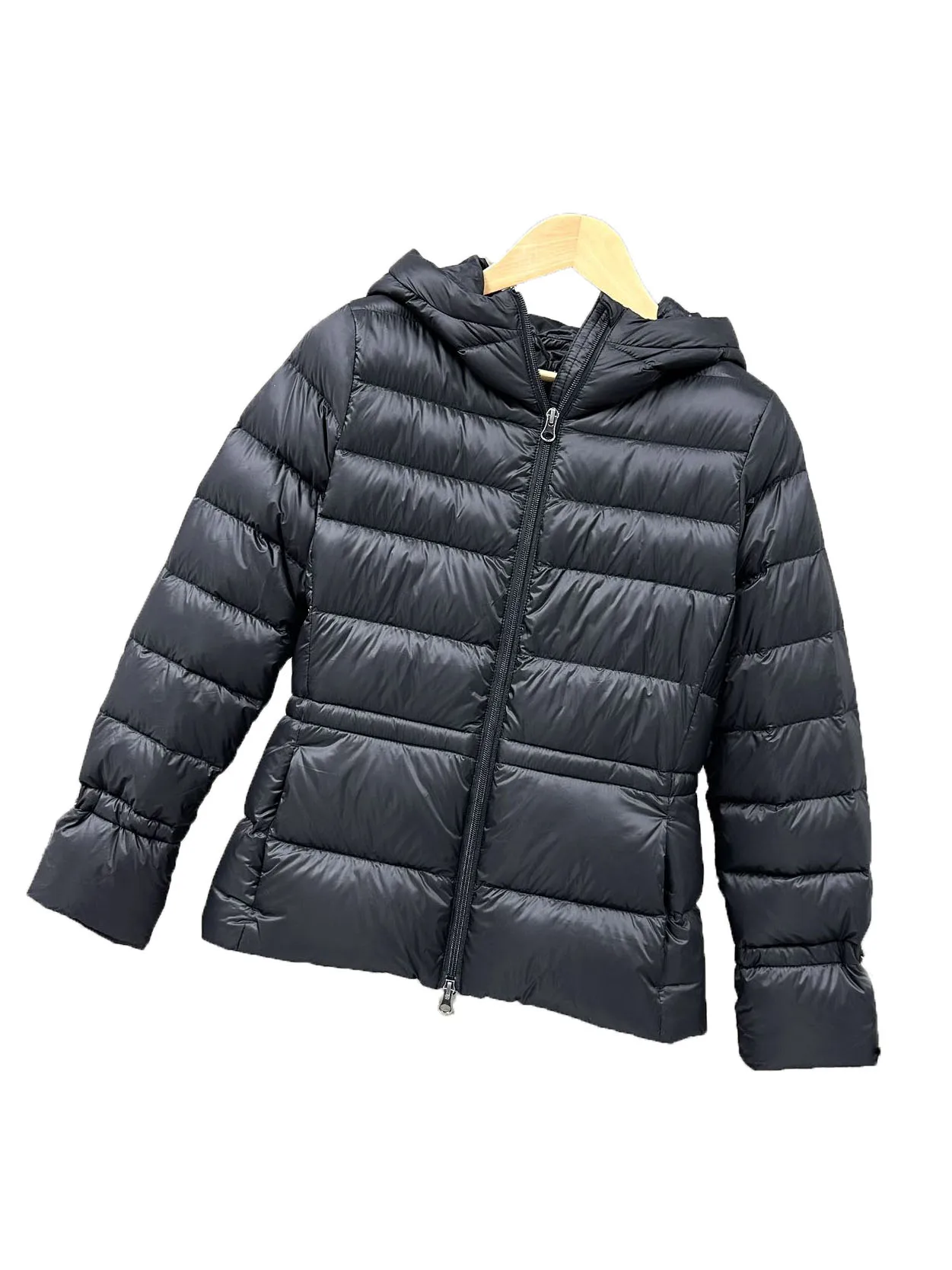 

Down jacket thickened short hooded version of the lace-up waist design warm and comfortable 2023 winter new 1021