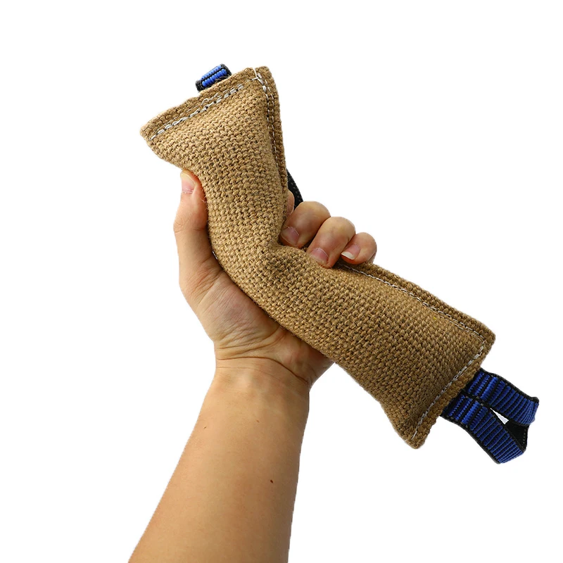 Durable Dog Training Tug Toy Bite Pillow Jute Bite Toy Sleeve 2Rope Handles Large Dog Training Interactive Play Chewing Dog Training Supplies Dog Chew Toys