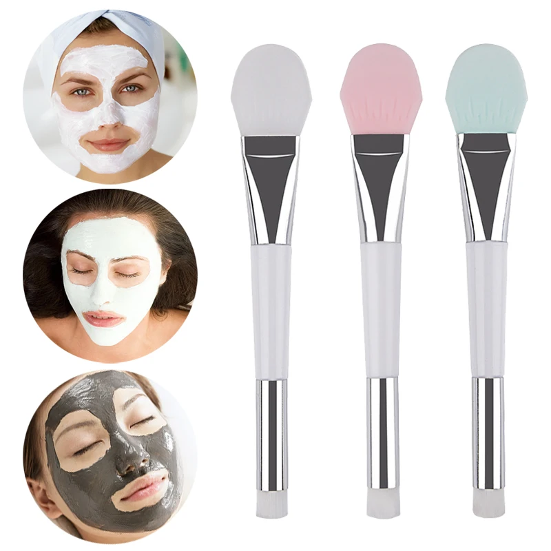 Double Ended Facial Mask Brush Silicone Soft Makeup Foundation Mud Mixing Applicator Skin Care