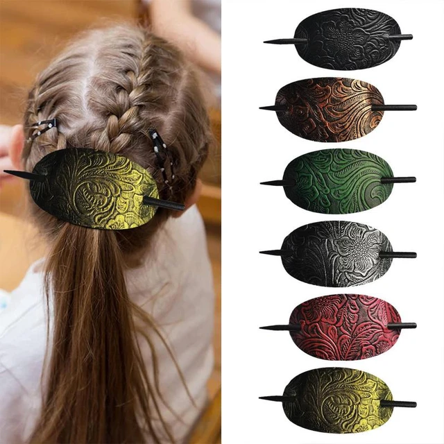 Faux Hair Barrette Hair Tie Leather Hair Barrette With Stick Leather And Slide Ponytail Hair Accessories - AliExpress