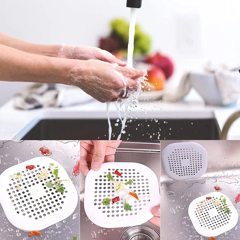 Sink Strainer 5/1PCS Hair Catcher Filter Sink Anti-blocking Strainer Bathtub Shower Floor Silicone Stopper Cover Kitchen Bathroom Accessor