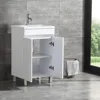 20 Inch Free Standing Bathroom Vanity Cabinet with 2 Doors Undermount Resin Sink and Chrome Faucet Combo White 6