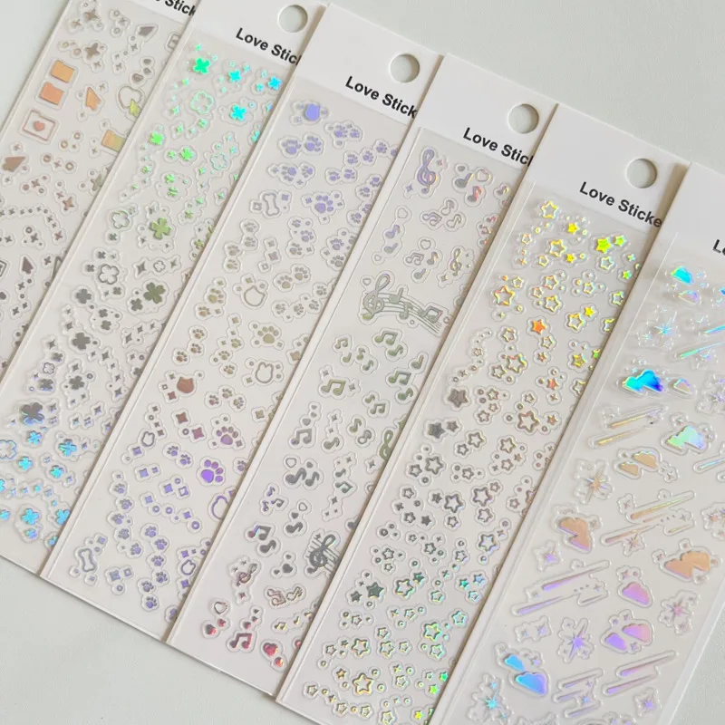 Korea Hot Silver Musical Stars Embellishment Gradient Laser Sticker Diy ...