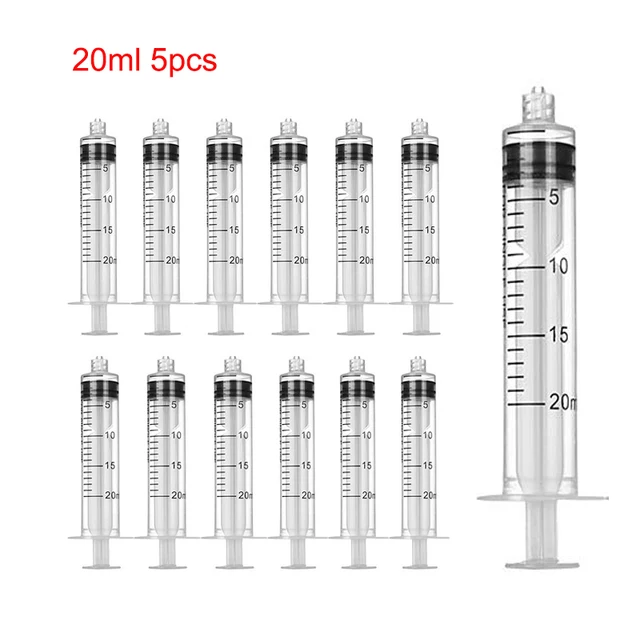 1/5/10pcs Plastic Luer Lock Syringes Hydroponic Measure Perfume Rinse Disposable Sampler Injector For Feed Small Cat Dog Tree Luer 20ml 5pcs